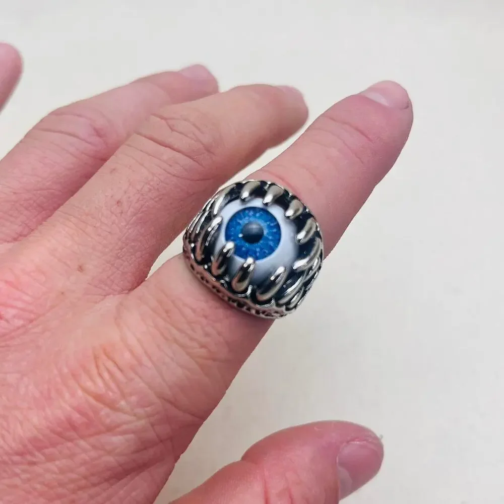 Y2k grunge silver eye ring